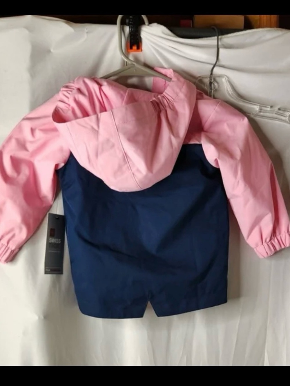 Swiss Tech Girls' Pink & Navy Hooded Rain Jacket - Picture 5 of 6